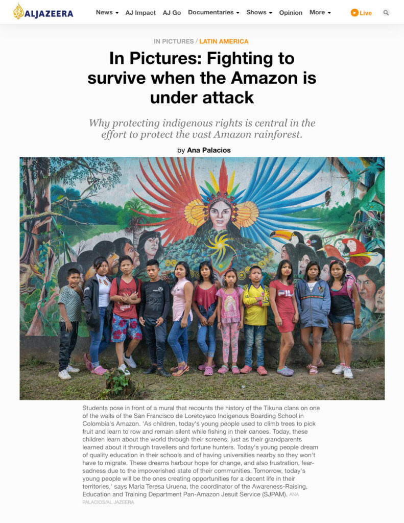 Aljazeera Tearsheet - Ana Palacios Visual Journalist